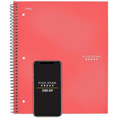 Five Star 130 sheet College Ruled 1 Subject Spiral Notebook Coral