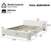 Upholstered Platform Bed Frame with White Boucle Fabric, Modern Bed with Slats and Headboard, No Box Spring Needed-The Pop Home - 3 of 4