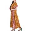 LA LEELA Women's Summer Batik Caftan Long Loungewear Dashiki House Dress V Neck Kaftan Sleepwear for Women Nightgown Plus size 3X-4X Yellow, Floral - 3 of 4