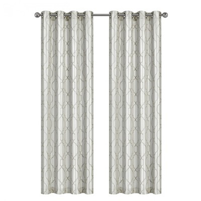 Beige Faux Silk Semi-Sheer Grommet Window Panels