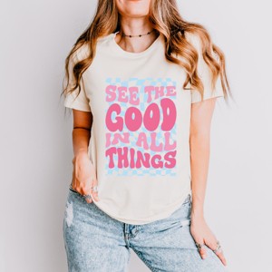 Simply Sage Market See The Good Checkered Short Sleeve Tee - 1 of 4