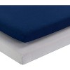 Everyday Kids 2 Pack 'n Play Sheets – 100% Jersey Cotton, Soft Fitted Portable Crib Sheets in Solid Navy Blue and Gray, 24"x38"x5 - 2 of 4