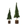 Storied Home Raw-Edged Corduroy Tree with Wood Slice Base, Green - 2 of 4