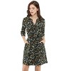 Allegra K Women's Button Front Floral Print Split Neck 3/4 Sleeves Mini Dresses - 2 of 4