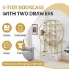70.8 in Round Arched Bookcase with Drawers and MDF Shelves, Anti-Tip Storage Shelf with Steel Frame for Living Room or Office-3irtyhousy - 3 of 4
