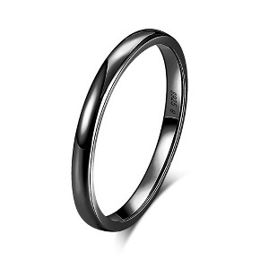 Wedding Band Ring for Men or Women Plain 2mm Sterling Silver Ginger Lyne Collection - 1 of 4