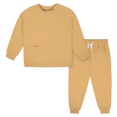 Image of Gerber Infant Boys French Terry Pullover & Jogger Set, 2-piece, Mustard, 12 Months