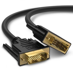Fosmon DVI Cable 15FT, DVI to DVI (24+1 Pin) DVI-D Dual Link Male to Male Cord, Gold Plated High Resolution Digital Video Monitor Cable - Black - 1 of 4