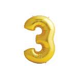 Giant Mylar Number Balloon '3' Gold - Spritz™