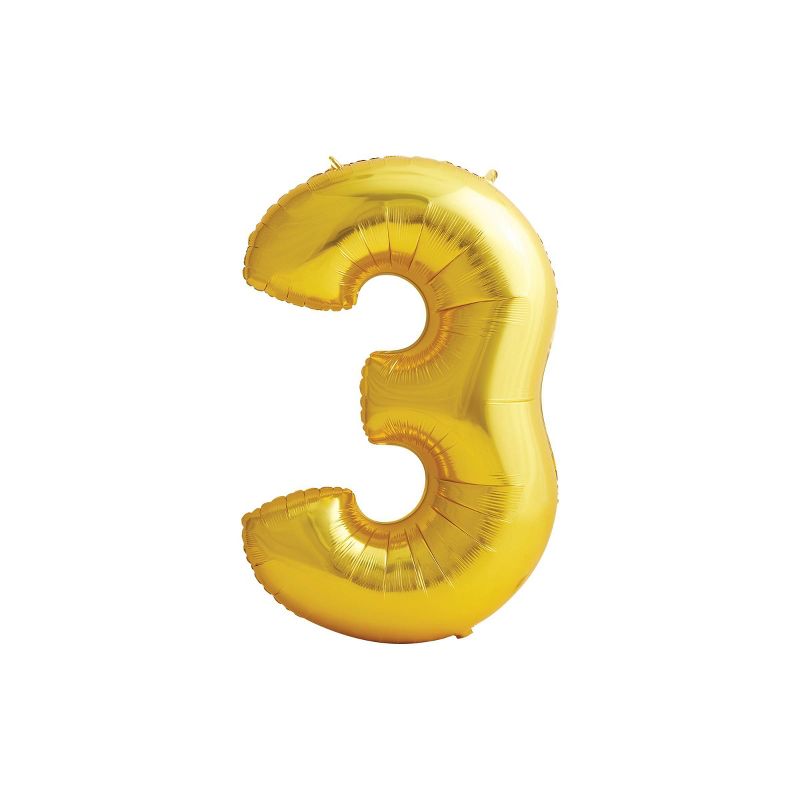 Giant Mylar Number Balloon &#39;3&#39; Gold - Spritz&#8482;, 1 of 6