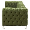 Okak Comfy Velvet Sofa 1pc with Tufted Backrest, Iron Legs Modern Loveseat Couch 3-seat for Apartments, living Room, Study, Green - 3 of 4