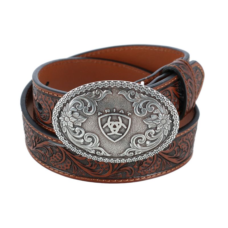 Ariat Boy's Tooled Western Belt with Removable Buckle, 1 of 4