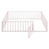 Queen-Size Metal Bed Frame with Enclosing Fence and Door Design - 3 of 4