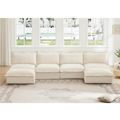 NicBex Couches for Living Room Single Deep Seat Sofa Couch Fabric Slip-covered Armchair with 1 Big Back Cushion and 2 Big Toss Pillows