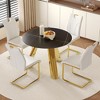 4-Piece Dining Set with Sintered Stone Tabletop and Dining Chairs with Golden Metal Leg - 2 of 4