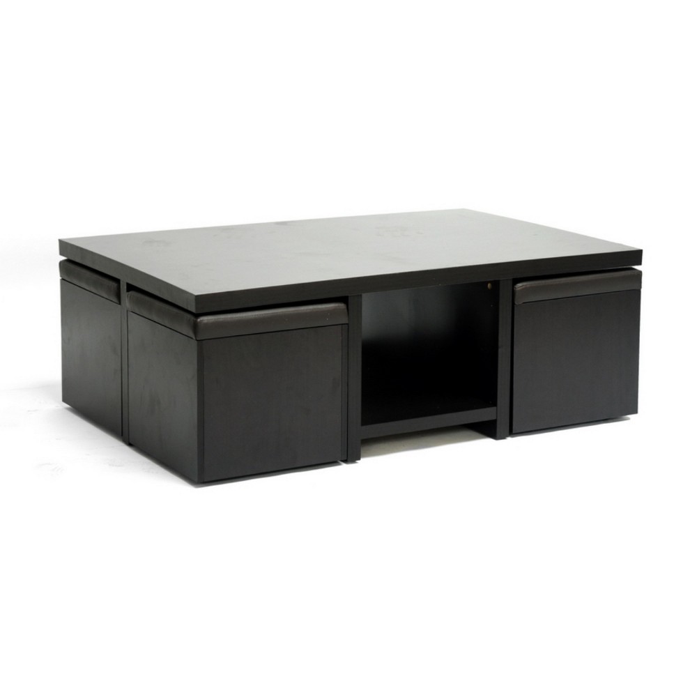 Photos - Storage Combination Prescott Modern Table and Stool Set with Hidden Storage Dark Brown - Baxto
