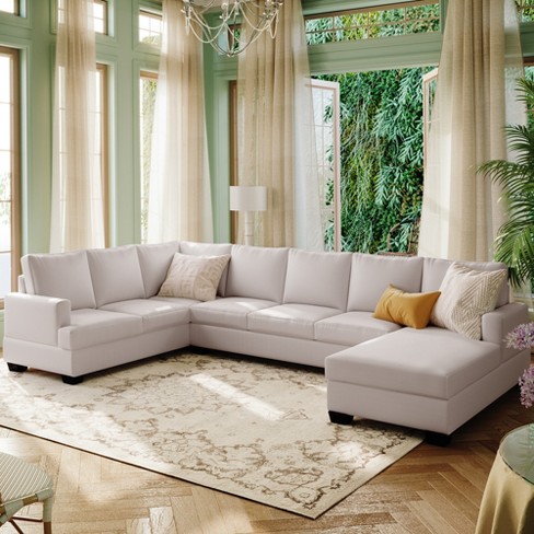 Cream sectional on sale sofa modern