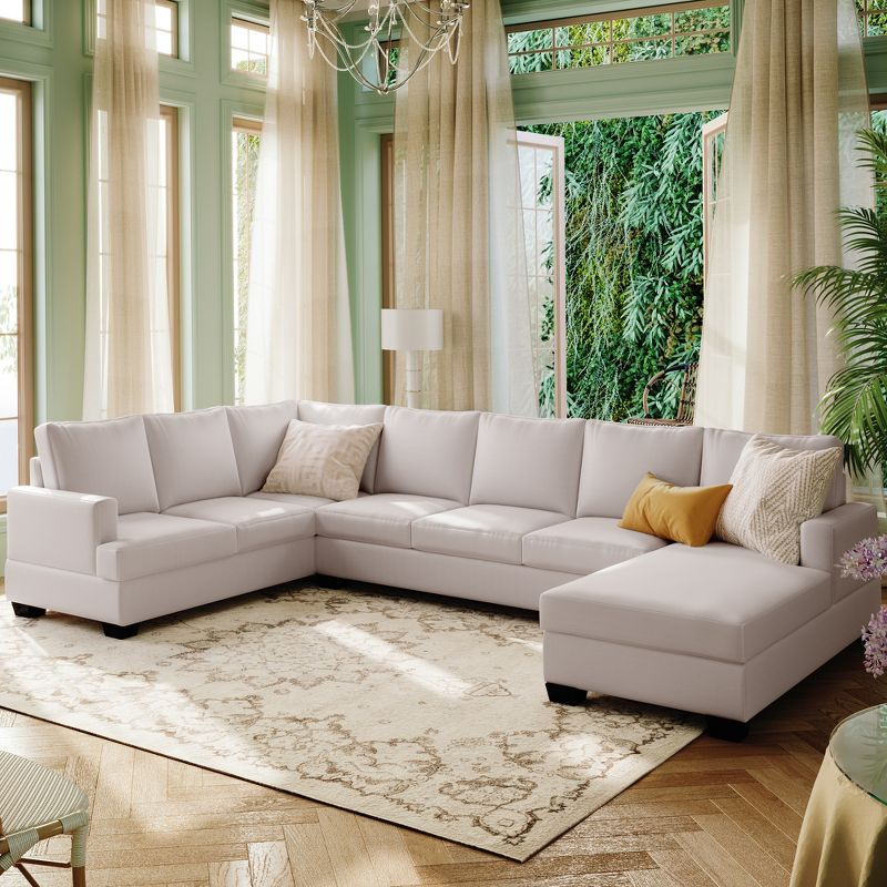 Modern Large Upholstered U-Shaped Sectional Sofa With Extra Wide Recliner - ModernLuxe, 1 of 13