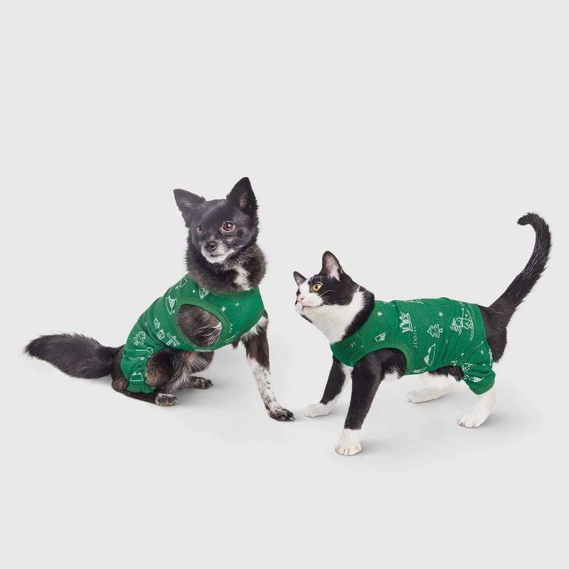 Ski Scene Matching Family Thermal Cat and Dog Pajamas - Wondershop™ - Green, 1 of 4