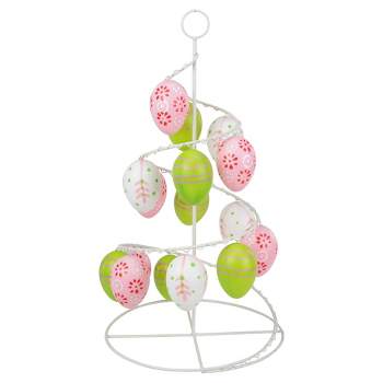 Northlight 14.25" Floral Cut-Out Spring Easter Egg Tree Decoration - Pink/Green