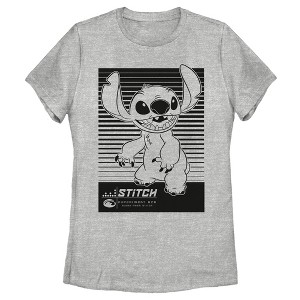 Women's Lilo & Stitch Black and White Experiment 626 Smiles T-Shirt - 1 of 4