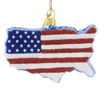 Holiday Ornament Flag Striped Usa  -  1 Glass Ornament 2.50 Inches -  Patriotic 4Th July America  -  1612P  -  Glass  -  Multicolored