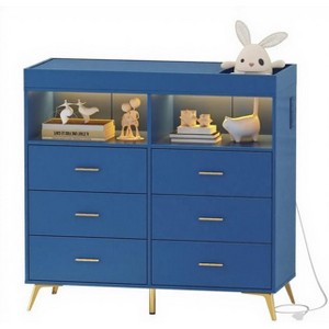 Dresser for Bedroom, with 6 Large Drawers & 2 Open Storage Compartments, Baby Dressers with Changing Table Top for Nursery - 1 of 4