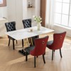 VYNXARIA Modern High-end Tufted Solid Wood Contemporary PU and Velvet Upholstered Dining Chair with Wood Legs Nailhead Trim 2-Pcs Set, Black+WineRed - 2 of 4