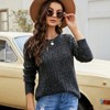 Women Fall Tops Pullover Sweaters Rib Texture Soft Knitwear with Crew Neck 2025 Trendy Back Strap Tie Pullovers Elegant Jumper - 3 of 4