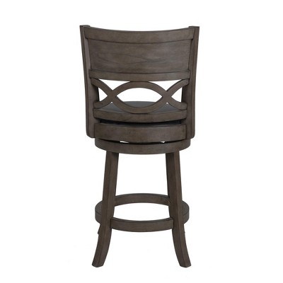 Antique Grey and Black Wood Swivel Counter Stool with Faux Leather Seat