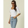 Seta T Women's Half Sleeve Square Neck Slim Fit Solid Ribbed Knit Sweaters - 3 of 4