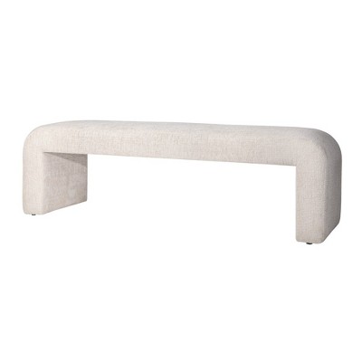 Sophia Beige Jacquard 60'' Modern Curved Upholstered Bench