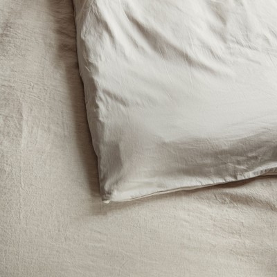 Twin/Twin XL French Linen and Cotton Duvet Cover Set in Putty Heather