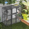 Outdoor Wooden Catio Cat Enclosure – 60" Large Feral Cat House with Platforms, Grey - 4 of 4