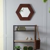 FONTOI Hexagon Modern Decorative Wall Mirror Solid Teak Wood Frame Transitional Design Easy Mount for Living Room Bathroom, Brown, 18.5"*18.5"*0.7" - 4 of 4