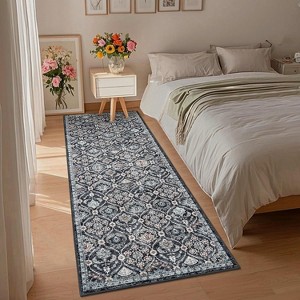 Washable Non-Slip Area Rug - Low Pile Stain-Resistant Oriental Accent Carpet Foldable Print Floor Covering for Living Room, Bedroom Office - 1 of 4
