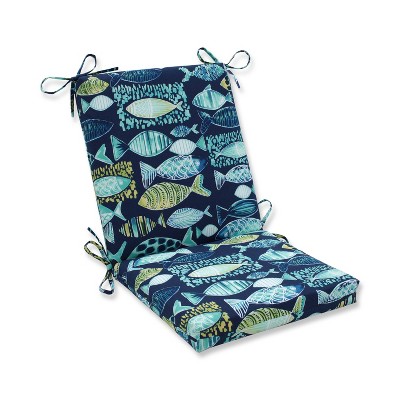 Hooked Lagoon Squared Corners Outdoor Chair Cushion Blue - Pillow Perfect