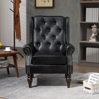 VYNXARIA COOLMORE Black PU Armchair - Stylish & Durable Accent Chair for Any Space