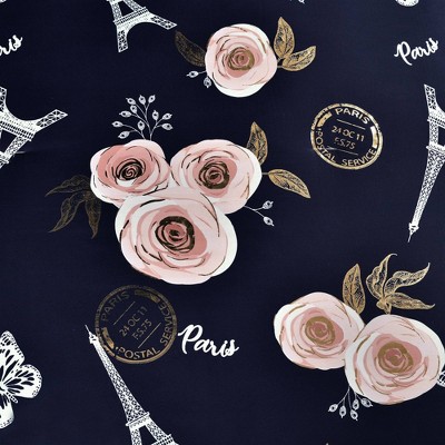 Lush Decor Lush Décor Full/Queen 7pc Vintage Paris Rose Butterfly Script Comforter Set Navy: Microfiber, Embroidered, Teen Bedding — фото 4