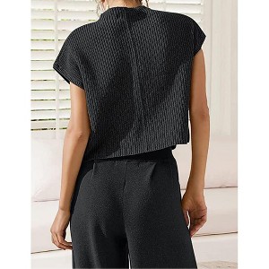 Garvee Womens Tops Short Sleeve Sweater Vest Trendy Cotton Knit Pullover Tank Top Crew Neck Ribbed Knit Vests - 1 of 4