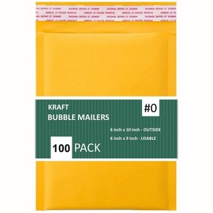Link #0 6" X 10" Kraft Paper Bubble Mailers Padded Self Seal Shipping Envelopes Pack of 10/25/50/100/250 - 1 of 4