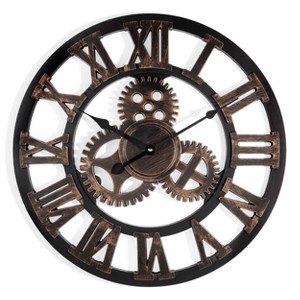Westclox 20" Wall Clock with Raised Gears/Numbers: Modern Analog Indoor Timepiece, Plastic Round Shape - 1 of 4