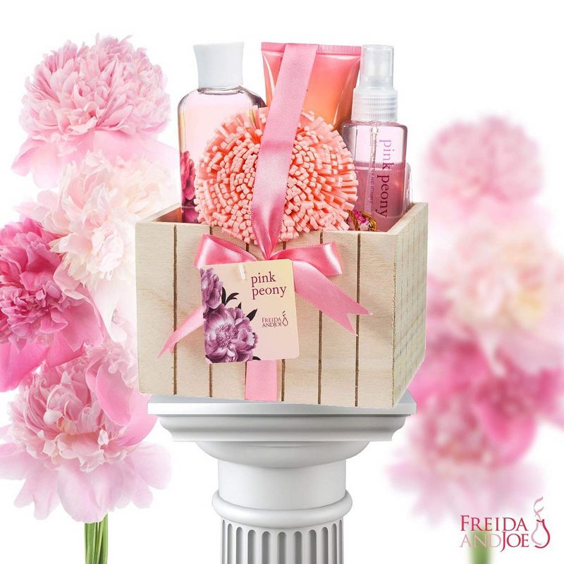 Freida & Joe  Pink Peony Fragrance Spa Collection in Natural Wood Plant Box Bath & Body Gift Set, 5 of 7
