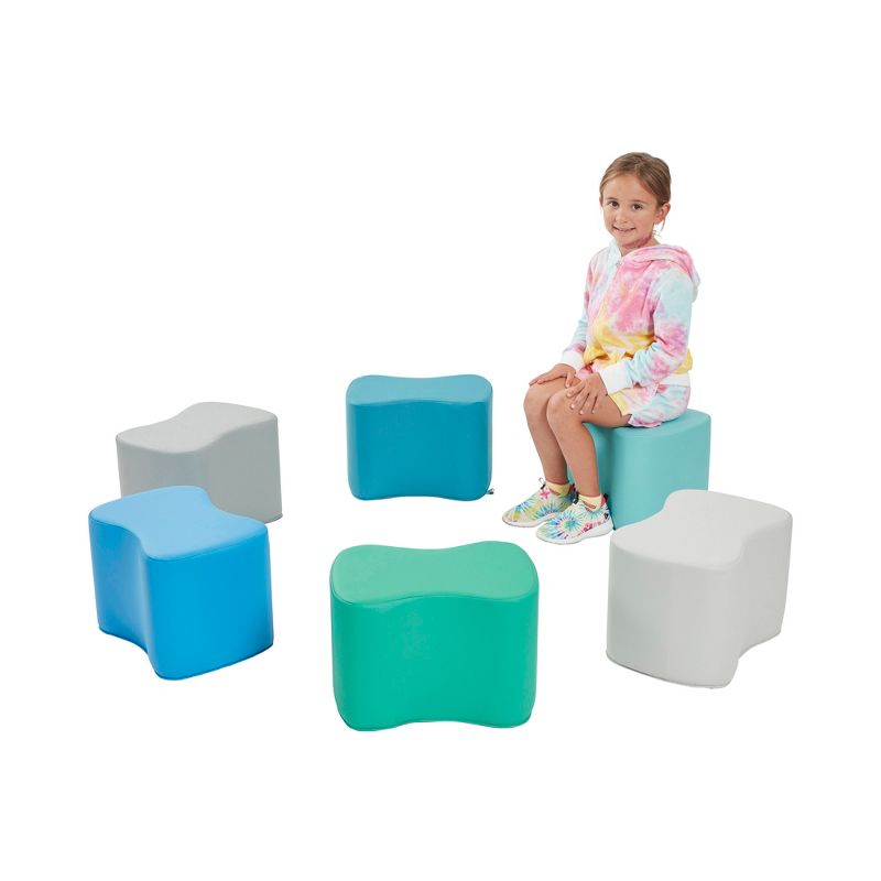 ECR4Kids Toddler Modular Stool Set, Butterfly Shaped Flexible Seating, 6-Piece, 4 of 11