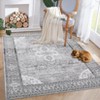 Washable Rug Non Slip Vintage Rug Foldable Indoor Carpet Ultra-Soft Retro Medallion Distressed Floor - 2 of 4