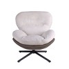 Modern Chenille Accent Chair with Faux Leather and Black Metal Base Frame-Christopher Knight Home - 2 of 4