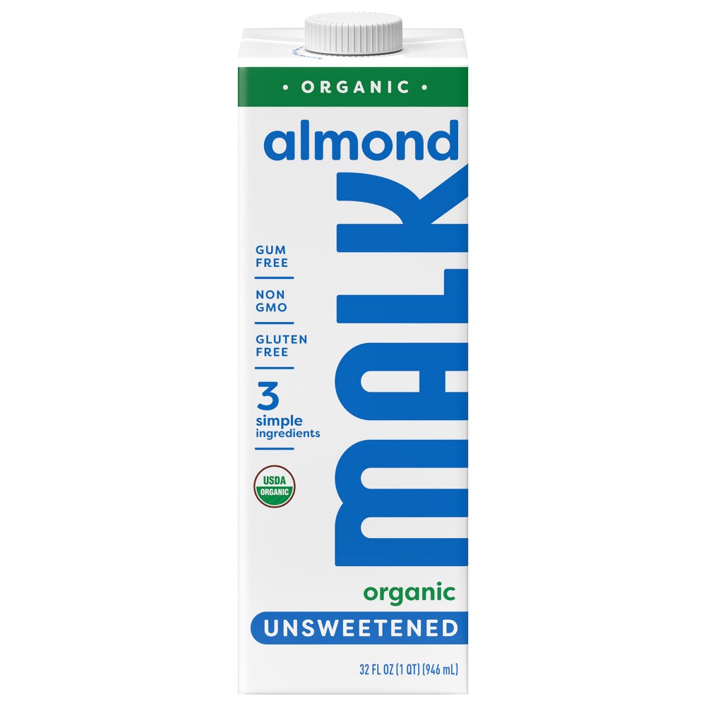 MALK Organics Unsweetened Gluten Free Organic Shelf Stable Almond Milk - 32 fl oz