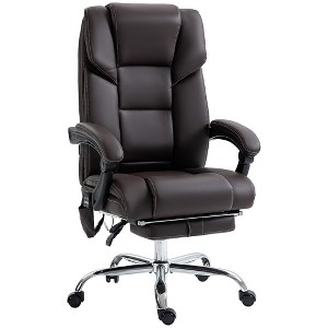 TiramisuBest 6-Vibration, Heated Brown PU Leather Reclining Office Chair with Adjustable Height - 1 of 4
