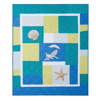 C&F Home Blue Oasis Cotton Quilted 50" x 60" Throw Blanket