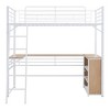 Twin Size Metal Loft Bed with 3 Layers of Shelves and L-shaped Desk, Black - 3 of 4